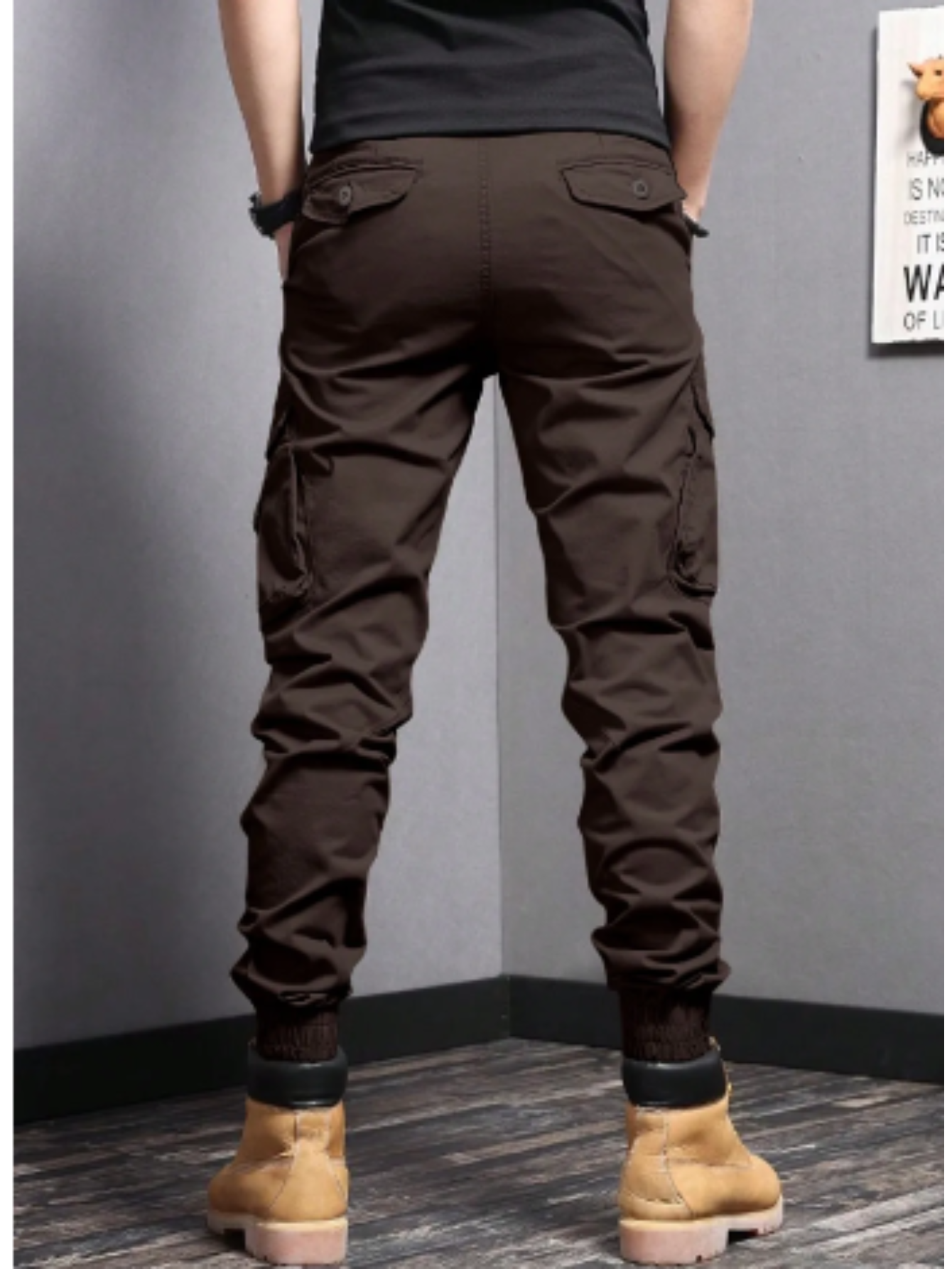 Men's Cargo Trousers – Tapered Fit Pocket Detail Casual Style