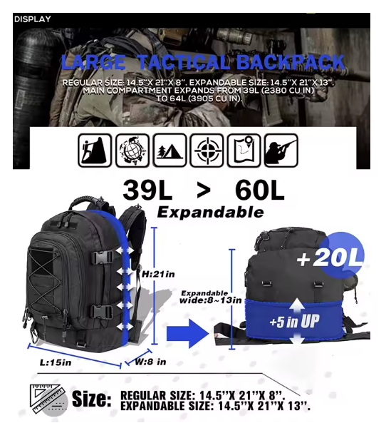 65L Outdoor Tactical Backpack