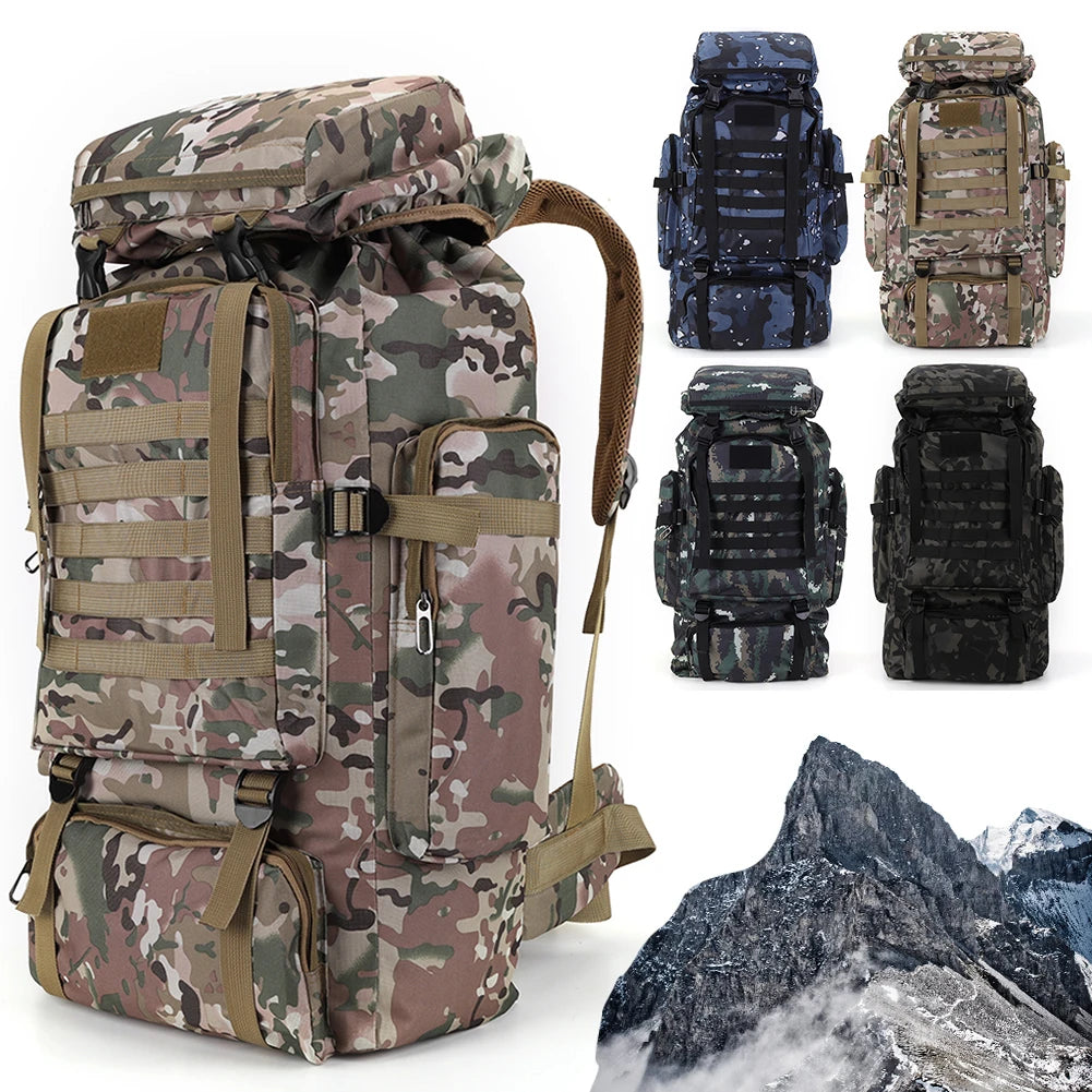 80L Tactical Backpack – Waterproof Camouflage Rucksack