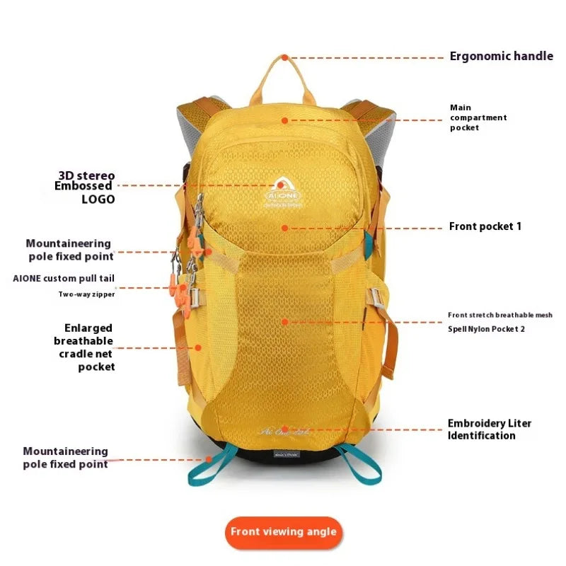 Classic 25L Outdoor Backpack – Water-Resistant Nylon Hiking and Travel Pack