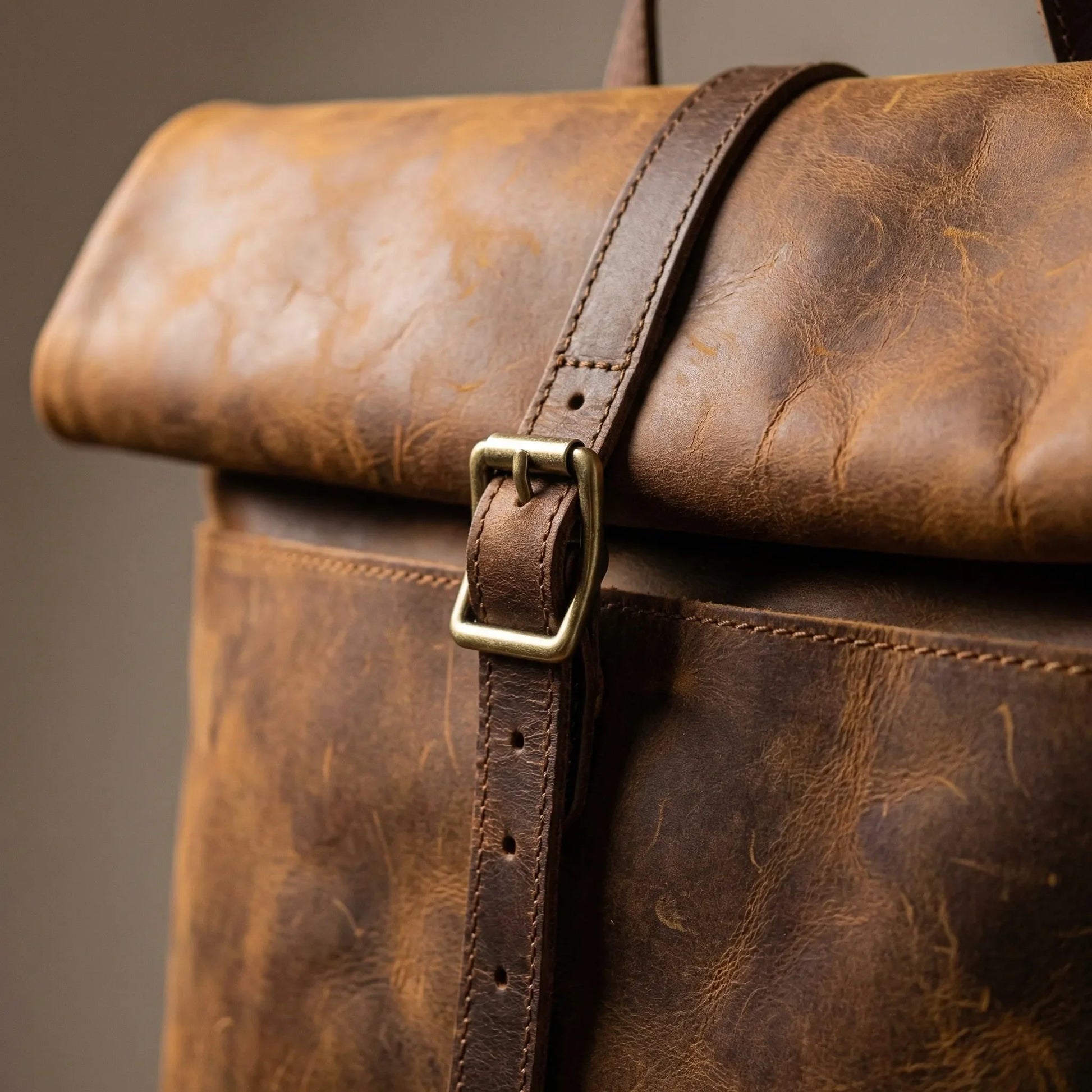 Vintage Roll-Top Structured Backpack – Durable Weatherproof Everyday Carry